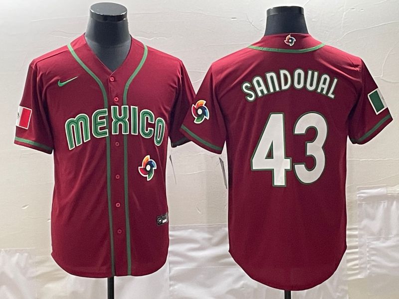 Men 2023 World Cub Mexico #43 Sandoual Red Nike MLB Jersey11